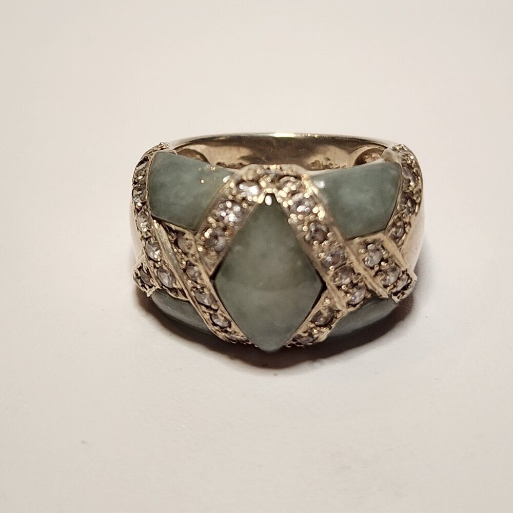 925 Silver Green Nephrite Ring